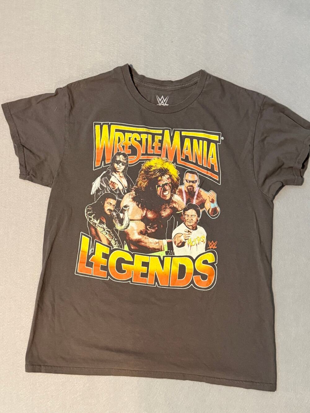 WWE WrestleMania Legends T Shirt Adult Medium Black Ultimate Warrior Bret Hart